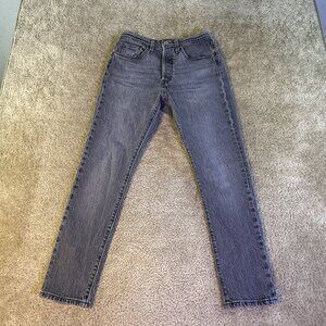 Levis 501 Premium Jeans Womens Size 27 x 28 Gray Button Fly Straight Big E F368